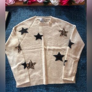 Magaschoni Cream Sweater with Black and Brown Stars